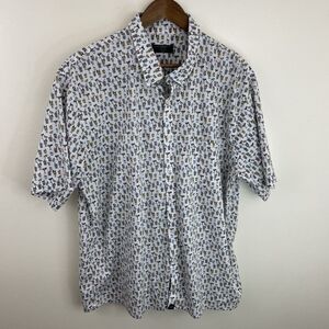 Coast Social Shirt Mens 2XL XXL Multicolor Novelty Print Short Sleeve Button